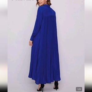 Brand New Never Worn SHEIN Royal Blue Long Sleeve Pleated Maxi Dress